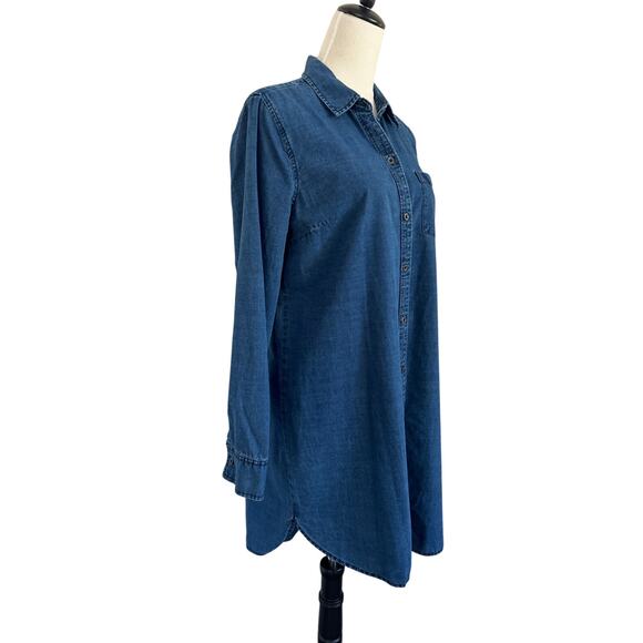 Abercrombie & Fitch Shirt Dress Womens Large Blue Chambray Lightweight Casual - Picture 6 of 10